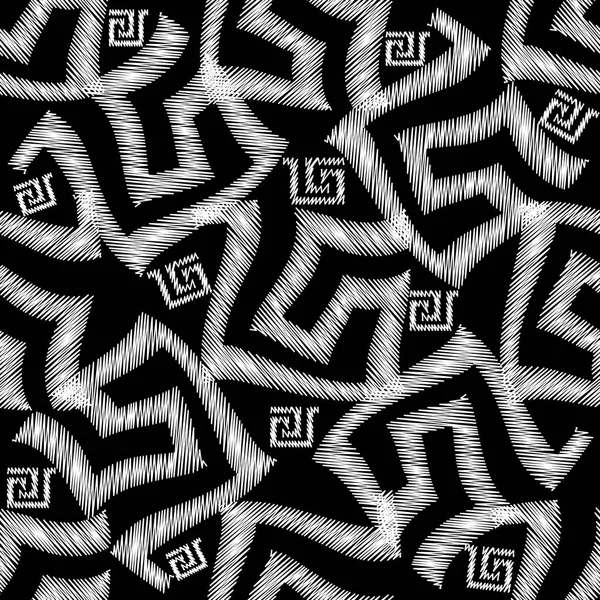 Borduurwerk abstracte Griekse belangrijke naadloze patroon. Vector tapijt — Stockvector
