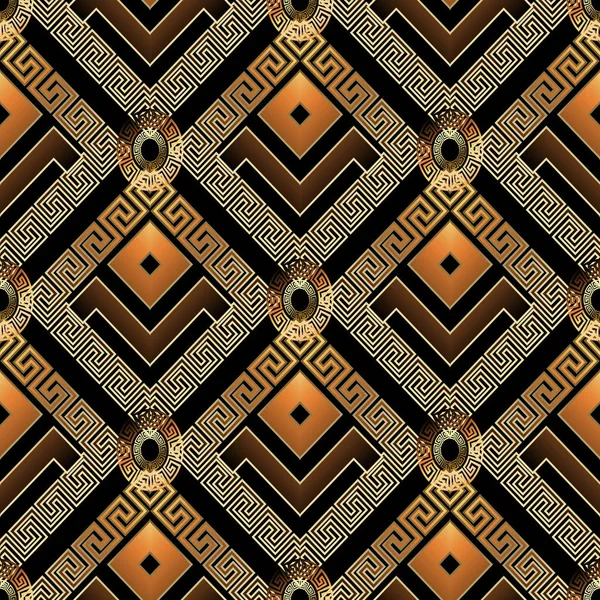 Géométrique moderne grec clé motif sans couture 3d. Vecteur abstrait — Image vectorielle
