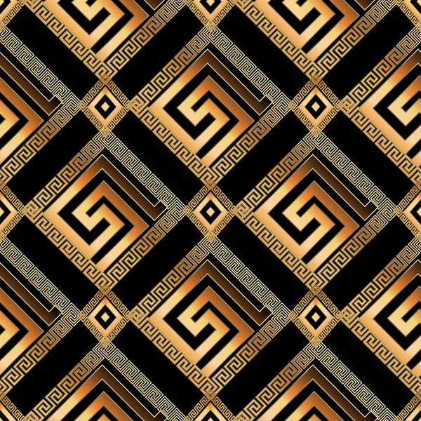 Geometric modern greek key 3d seamless pattern. Abstract vector — Stock Vector