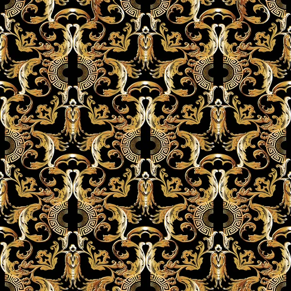 Modèle baroque sans couture en or. Vecteur floral vintage fond , — Image vectorielle