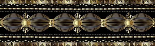 Vintage altın Yunan 3B kenarlık. Vektör menderesler seamless modeli. 