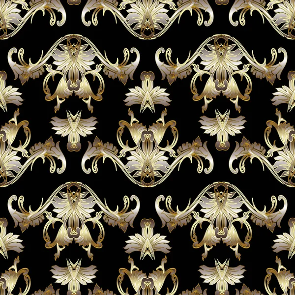 Padrão barroco sem costura. Vector floral fundo papel de parede — Vetor de Stock