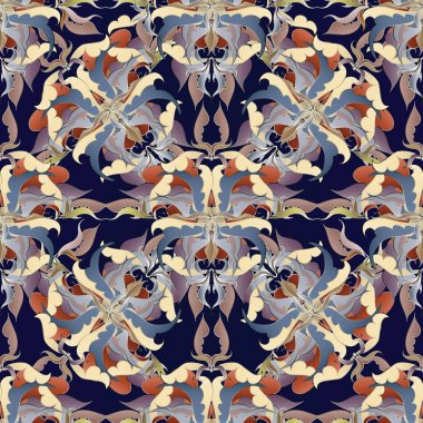 Barok çiçek seamless modeli. Vektör etnik tarzı arka plan.