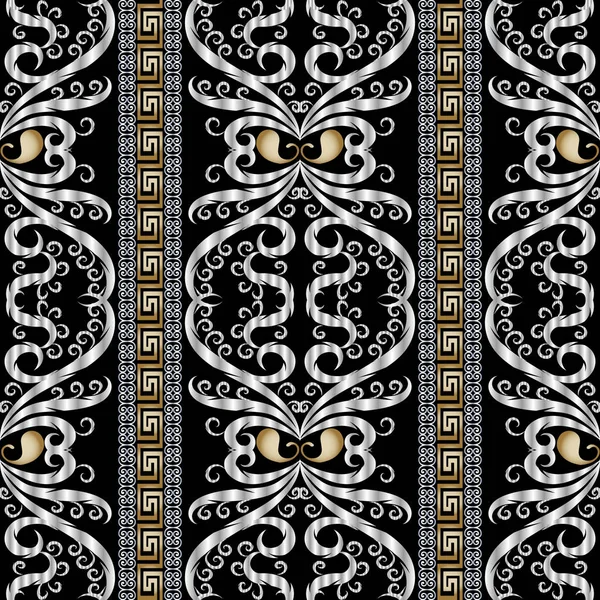 Padrão sem costura paisley listrado floral. Vector vintage — Vetor de Stock