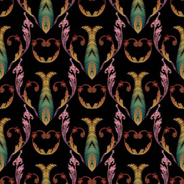 Nakış Barok seamless modeli. Damasko çiçek vektör 
