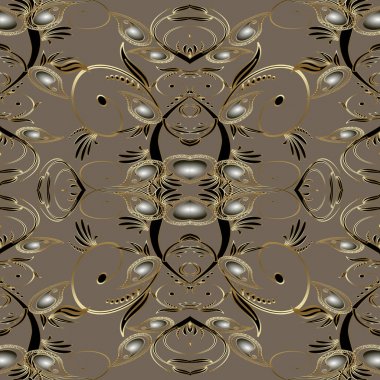 Vintage paisleys seamless modeli. Vektör çiçek arka plan. 3D 