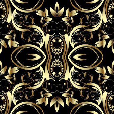 Vintage 3d seamless modeli. Vektör çiçek arka plan.