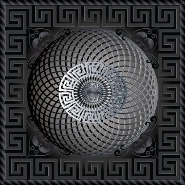 Yunan 3d kare panel desen. Modern koyu siyah arka plan