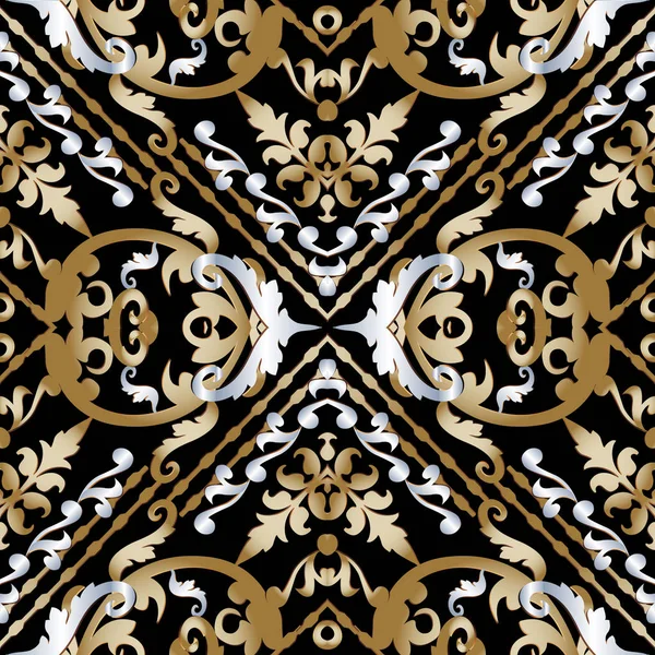 Motif baroque sans couture. Vecteur vintage fond floral . — Image vectorielle