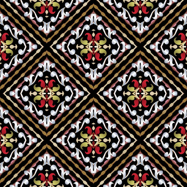 Patrón barroco floral sin costura. vector abstracto geométrico — Archivo Imágenes Vectoriales