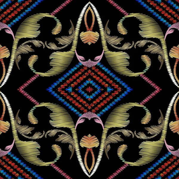 タペストリー バロック様式のシームレスなパターン。ベクトル刺繍 — ストックベクタ