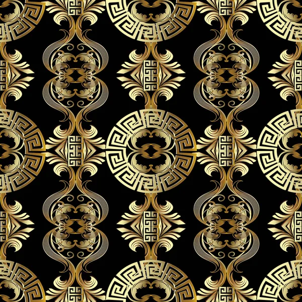 Baroque seamless pattern. Greek vector background.  Vintage gold — Stock Vector