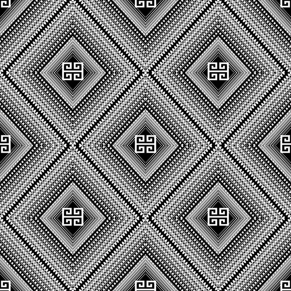 黒と白の幾何学的なギリシャ パターン。ベクトル抽象的な現代 — ストックベクタ