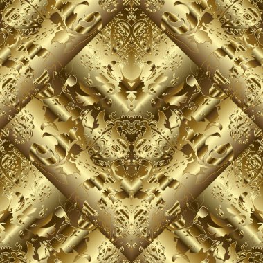 Altın 3d dokulu soyut seamless modeli. Vektör altın 