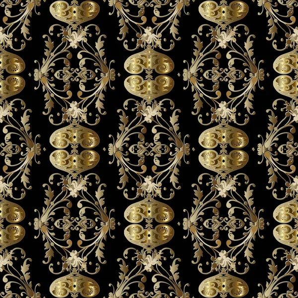 Padrão barroco sem costura de ouro. Vetor fundo floral dourado . — Vetor de Stock