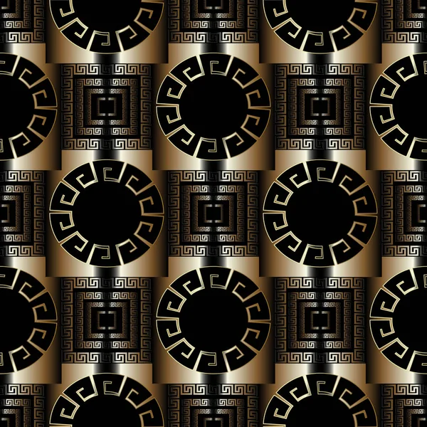 Griego moderno 3d patrón sin costura. Vector geométrico oro negro — Vector de stock