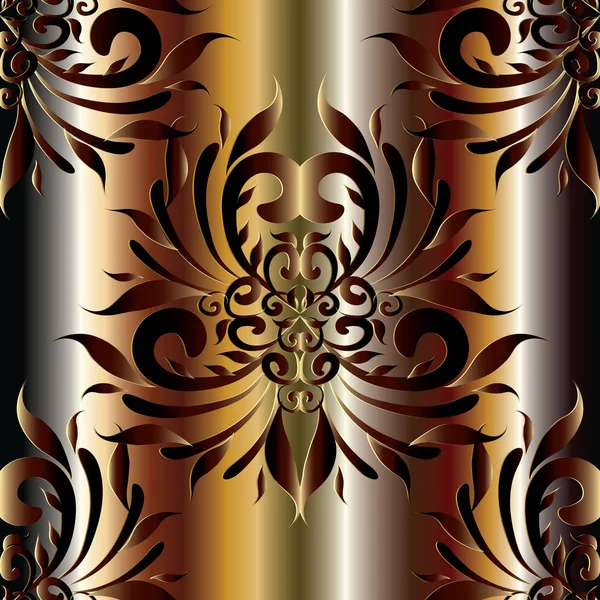 Damasco 3d patrón inconsútil vector. Cortina de seda floral — Archivo Imágenes Vectoriales