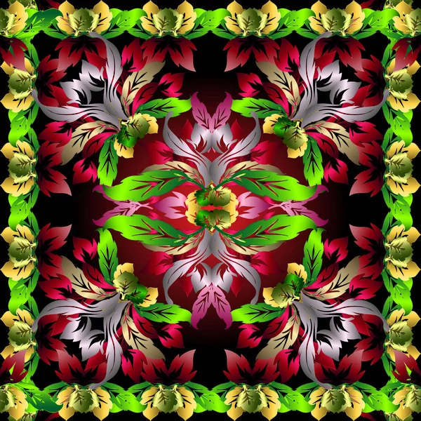 Floral motif vectoriel 3d ornemental. Soie colorée à motifs — Image vectorielle