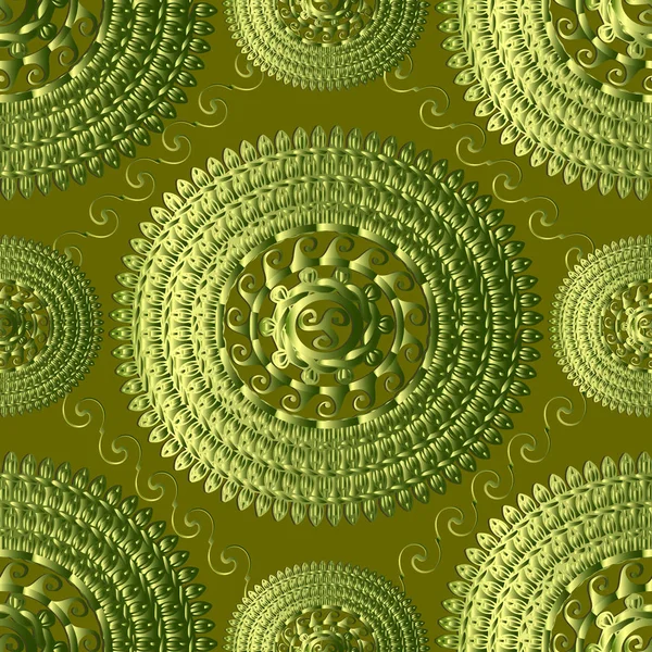 Texturierte grüne 3d griechische Strickmuster mit nahtlosem Muster. Vektor Grunge — Stockvektor