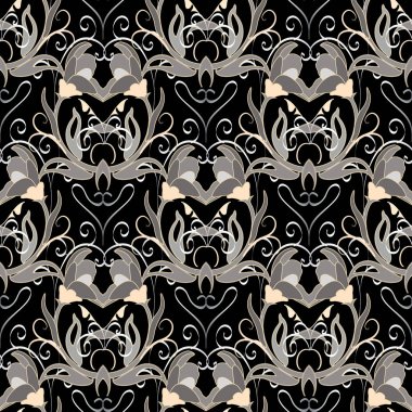 Çiçek Barok vektör seamless modeli. Süslü damasko adam
