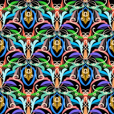 Vintage renkli çiçek vektör seamless modeli. Parlak Barok 