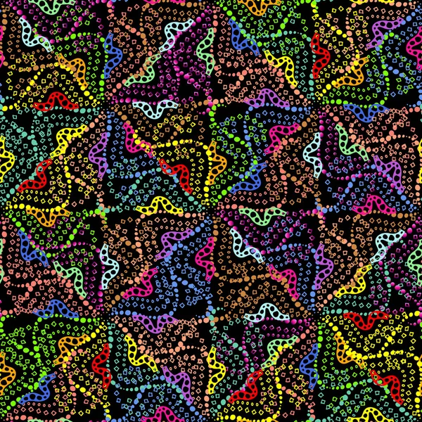 Gestippelde kleurrijke naadloze bloemmotief. Abstract vector patroon — Stockvector