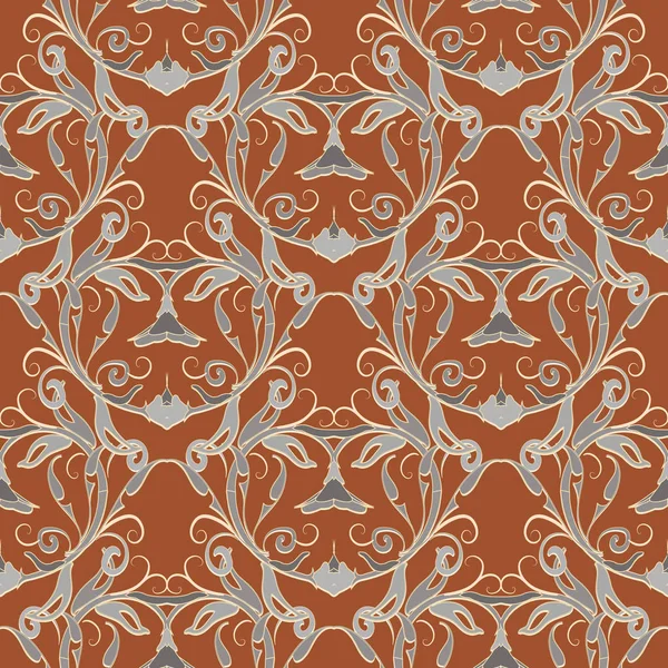 Motif floral vecteur damassé sans couture. Arbre baroque orné — Image vectorielle