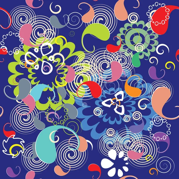 Farbenfrohe Blumen Paisley nahtlose Muster. helles Vektorornament — Stockvektor