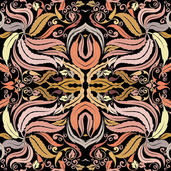 Modèle baroque sans couture coloré. Feuille décorative florale vectorielle — Image vectorielle