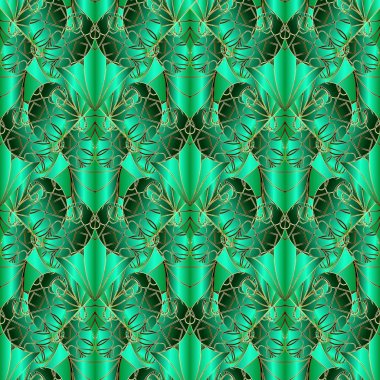Yeşil soyut geometrik vektör seamless modeli. Süs pai