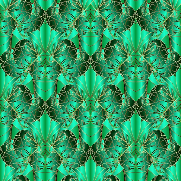 Padrão sem emenda vetor geométrico abstrato verde. Pai ornamental —  Vetores de Stock