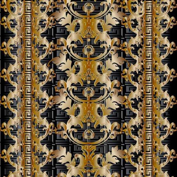 バロックのシームレスなパターン。ダマスク織の背景壁紙 — ストックベクタ