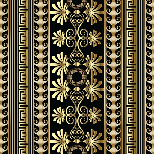 Griekse gestreepte floral vector naadloze patroon. Geometrische abstract — Stockvector