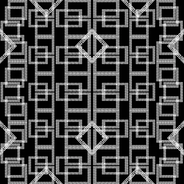 几何矢量无缝图案。希腊抽象黑色和白色 — 图库矢量图片