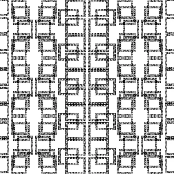 Quadri geometrici modello vettoriale senza soluzione di continuità. Greco astratto nero — Vettoriale Stock