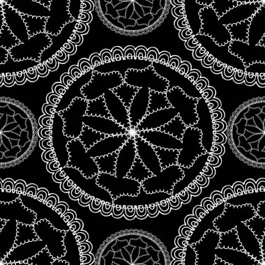 Siyah ve beyaz dantel sanat oyma seamless modeli satır. Vektör 