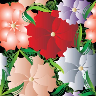 Güzel renkli çiçek vektör seamless modeli. Parlak bir