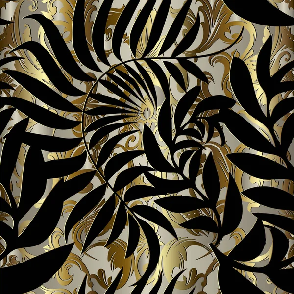 Abstracto patrón sin costura vector barroco de oro. Modelado — Archivo Imágenes Vectoriales
