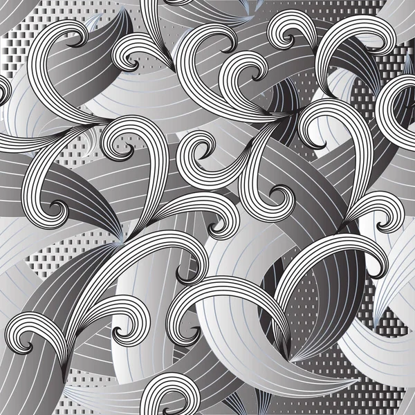 Abstracte ingewikkelde gestreepte lijnen en swirls naadloze patroon. — Stockvector