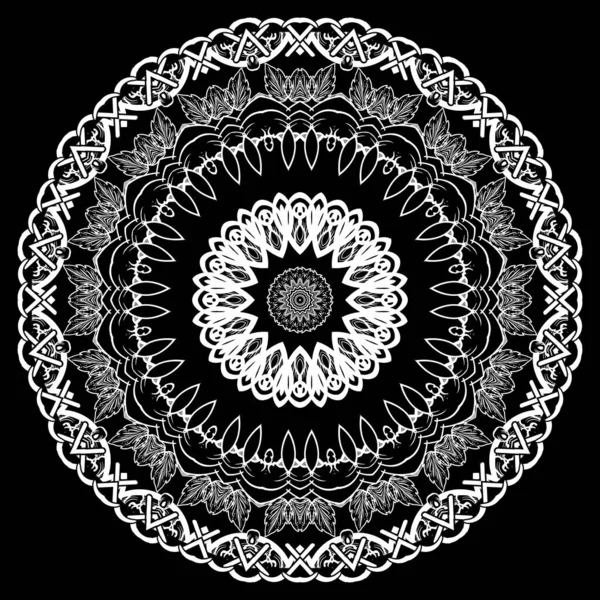 Barokowy czarno-biały wzór Mandala wektor. Ozdobne talerz dekoracyjny. Wzorzyste tło monochromatyczne. Okrągły kwiatowy ornament w barokowym stylu wiktoriańskim. Projekt Mandala. Vintage kwiaty, liście — Wektor stockowy