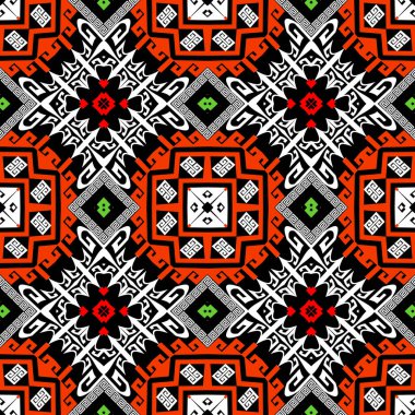 Kabile etnik stili geometrik kusursuz desen. Yunanca renkli bir arka plan. Geometrik tekrarlama soyut arkaplan. Vektör modern tasarım. Yunan anahtarlarının süsü. Geometri şekilleri, eşkenar dörtgen