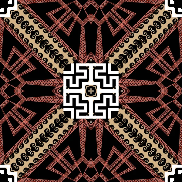 Σύγχρονο πολύχρωμο ελληνικό γεωμετρικό μοτίβο χωρίς ραφή. Εθνοτικό φυλετικό στυλ διακοσμητικό αφηρημένο υπόβαθρο. Γεωμετρία επαναλαμβανόμενο σκηνικό. Ελληνικό κλειδί μαιάνδρους στολίδι με γεωμετρικά σχήματα, σύνορα, πλαίσια — Διανυσματικό Αρχείο