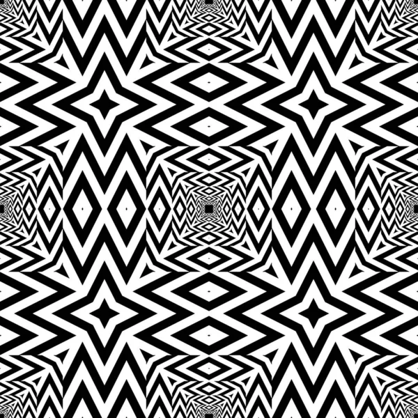 Κομψό μαύρο και άσπρο γεωμετρικό διάνυσμα αδιάλειπτη μοτίβο. Ριγέ διακοσμητικό φυλετικό υπόβαθρο. Σύγχρονη επανάληψη zigzag γραμμές και ρίγες φόντο. Μεξικάνικο έθνικ στολίδι. Σχεδιασμός περίτεχνης συμμετρίας — Διανυσματικό Αρχείο