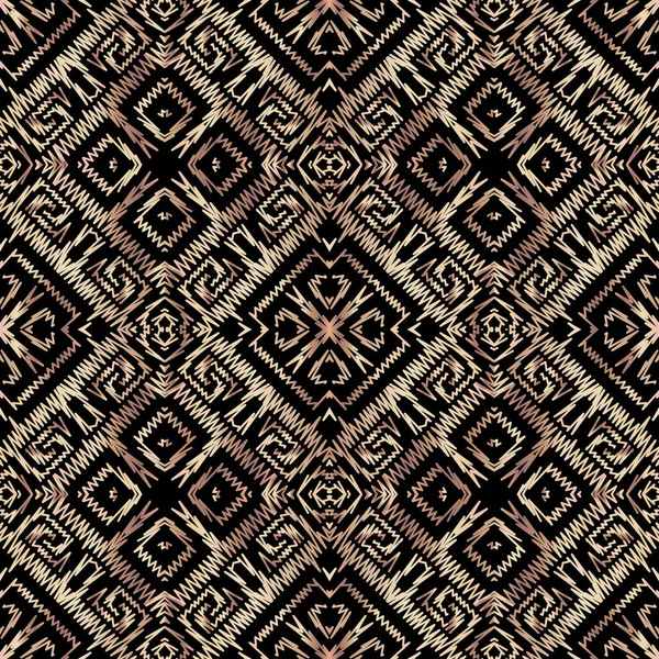 Teppichteppich texturierte braune griechische nahtlose Muster. Vektor ornamentalen Grunge-Stammeshintergrund. ethnischen Stil dekorative Wiederholung Hintergrund. kunstvolle griechische Schlüssel mäandert Zick-Zack-Ornament. geometrisches Design — Stockvektor