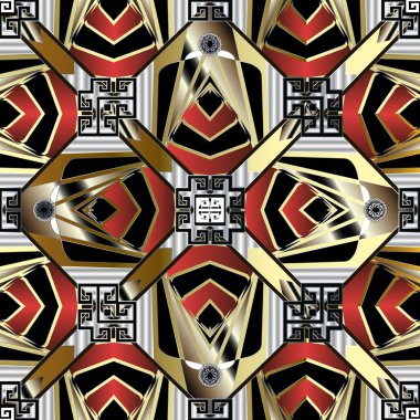 Yunan renkli geometrik vektör pürüzsüz desen. Modern abstrac