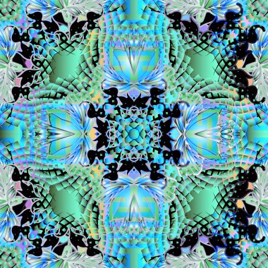 Renkli, yarım tonlu, çiçeksiz desenli. Vektör grunge süsleme arka planı. Modern soyut tekrarlama yarım ton arkaplan. Klasik çiçekler, soyut şebeke şekilleri, kareler. Sonsuz doku