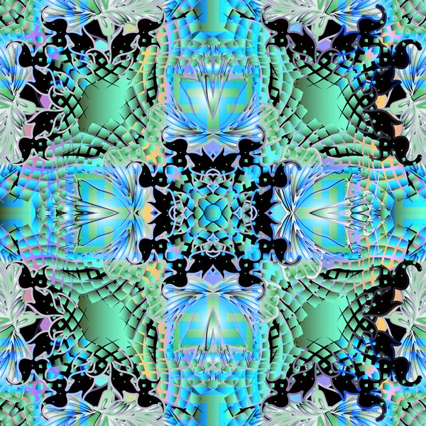 Strukturované barevné polotón květinové bezešvé vzor. Vektor grunge ornamentální pozadí. Moderní abstraktní opakovat polotón pozadí. Ročníkové květiny, abstraktní tvary mřížky, čtverce. Nekonečná textura — Stockový vektor