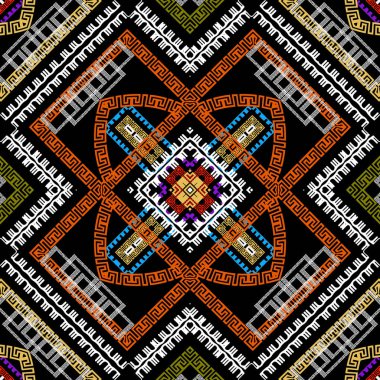Geometrik renkli Yunan vektör seamless modeli. Soyut geome