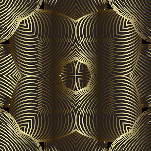 Moderno 3d rayas de oro líneas vectoriales patrón sin costura. Resumen l — Archivo Imágenes Vectoriales