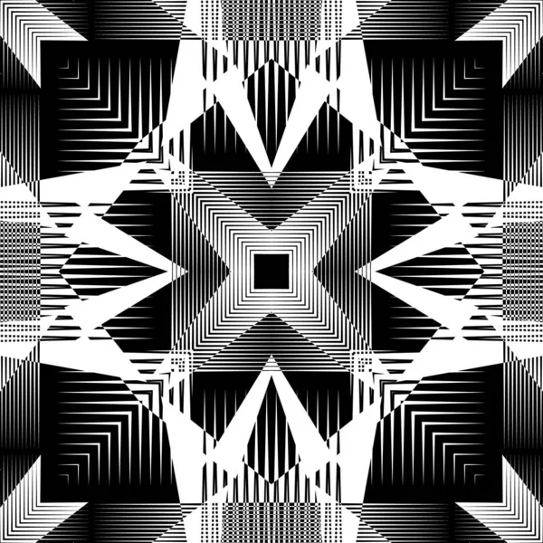 Geometrische gestreepte lijnen vector naadloos patroon. Abstracte zwart — Stockvector